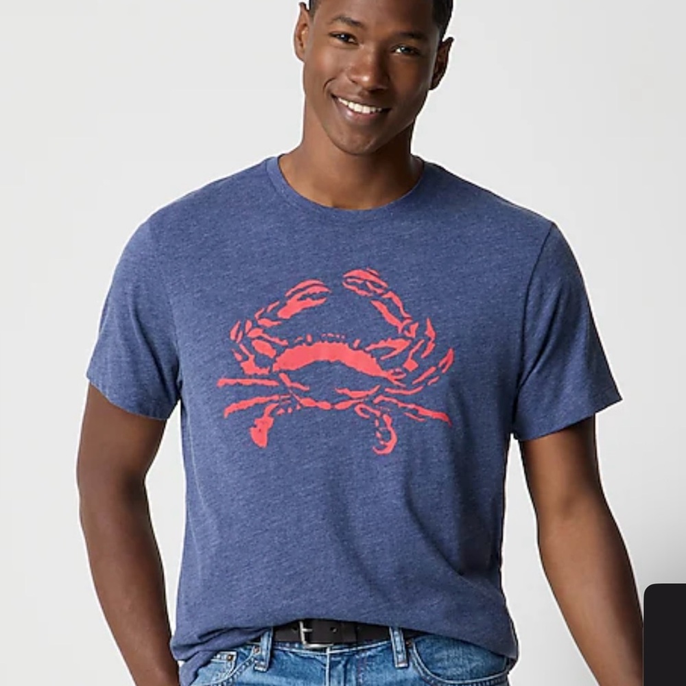J. Crew Mens Graphic Crab Tee Shirt. Large